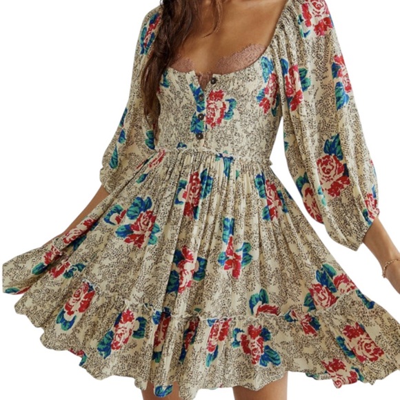 Free People Dresses & Skirts - Free People Endless Summer Summer Picnic Printed Smocked Mini Dress XS
